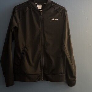 Adidas Iconic Tricot Jacket Women Small Black On Black 3-stripe